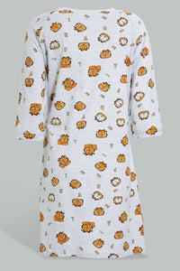 Redtag-Pale-Yellow-Garfield-Printed-Nightshirt-Nightshirts-Women's-