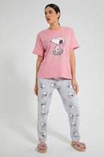 Load image into Gallery viewer, Redtag-Pink-Snoopy-Printed-Pyjama-Set-Pyjama-Sets-Women&#39;s-
