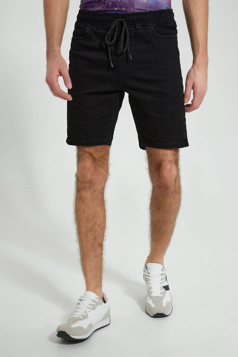 Redtag-Rinse-Wash-Pull-On-Shorts-Colour:Black,-Filter:Men's-Clothing,-Men-Shorts,-New-In,-New-In-Men,-Non-Sale,-S22A,-Section:Men-Men's-