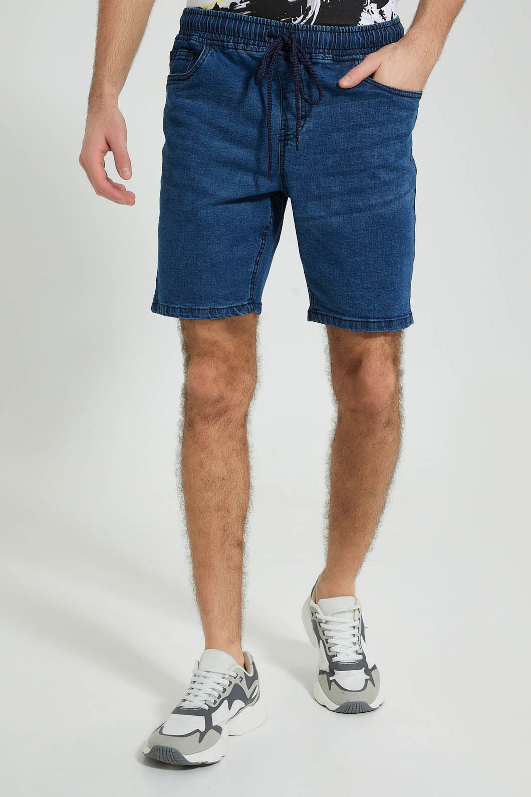 Redtag-Mid-Wash-Pull-On-Shorts-Colour:Indigo,-Filter:Men's-Clothing,-Men-Shorts,-New-In,-New-In-Men,-Non-Sale,-S22A,-Section:Men-Men's-