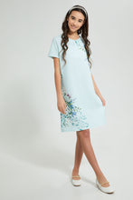 Load image into Gallery viewer, Redtag-Mint-Tropical-Print-Jacquard-Dress-Dresses-Senior-Girls-9 to 14 Years
