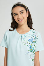 Load image into Gallery viewer, Redtag-Mint-Tropical-Print-Jacquard-Dress-Dresses-Senior-Girls-9 to 14 Years
