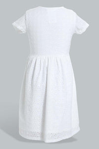 Redtag-White-Chiffly-Dress-Dresses-Senior-Girls-9 to 14 Years