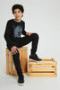 Redtag-Black-Cheetah-Face-Print-T-Shirt-Graphic-Prints-Senior-Boys-9 to 14 Years