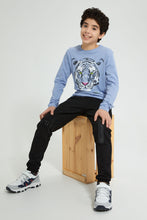 Load image into Gallery viewer, Redtag-Blue-Tiger-Face-Print-T-Shirt-Graphic-Prints-Senior-Boys-9 to 14 Years
