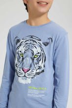 Load image into Gallery viewer, Redtag-Blue-Tiger-Face-Print-T-Shirt-Graphic-Prints-Senior-Boys-9 to 14 Years
