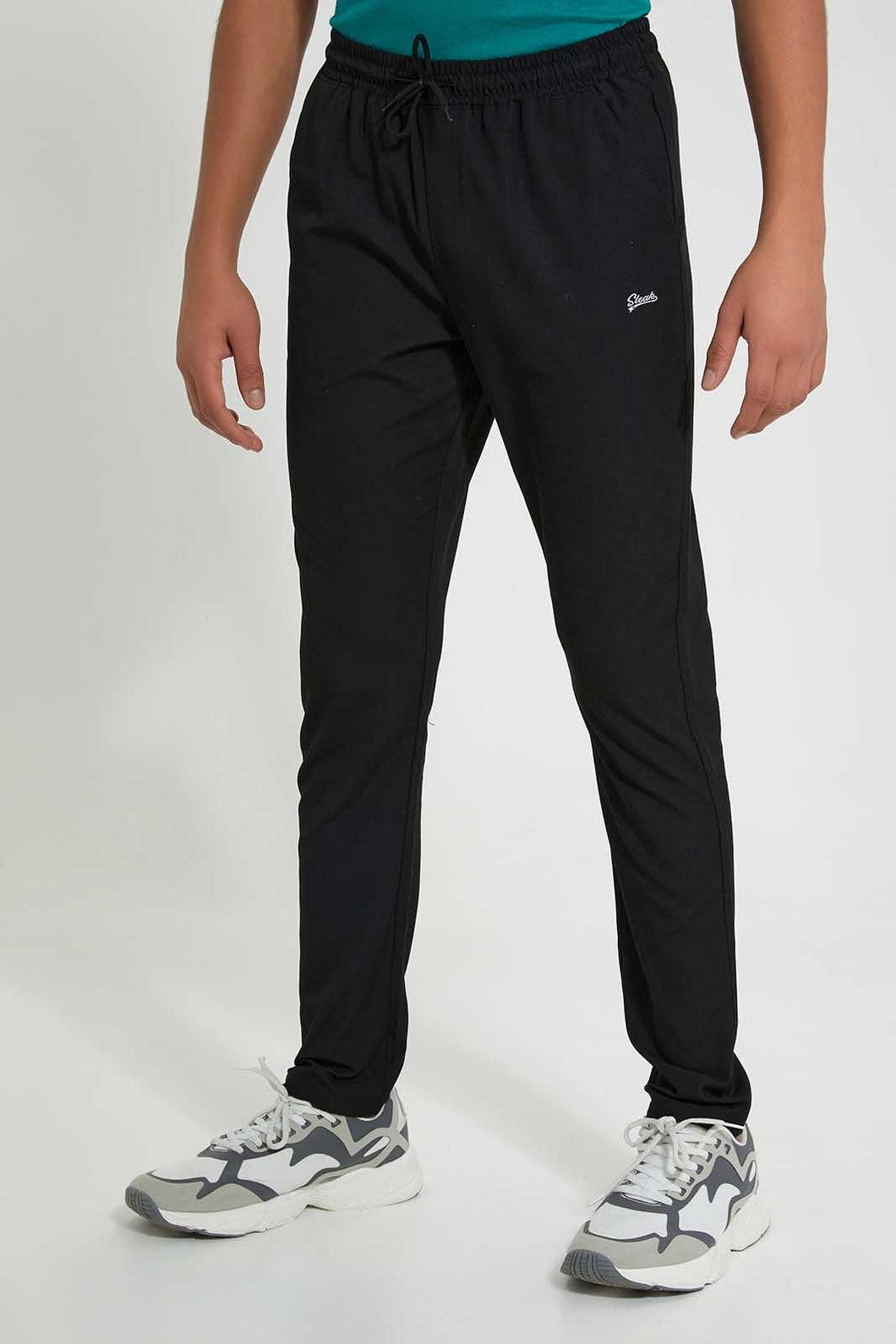 Redtag-Black-Plain-Pull-On-Casual-Trouser-Trousers-Senior-Boys-9 to 14 Years