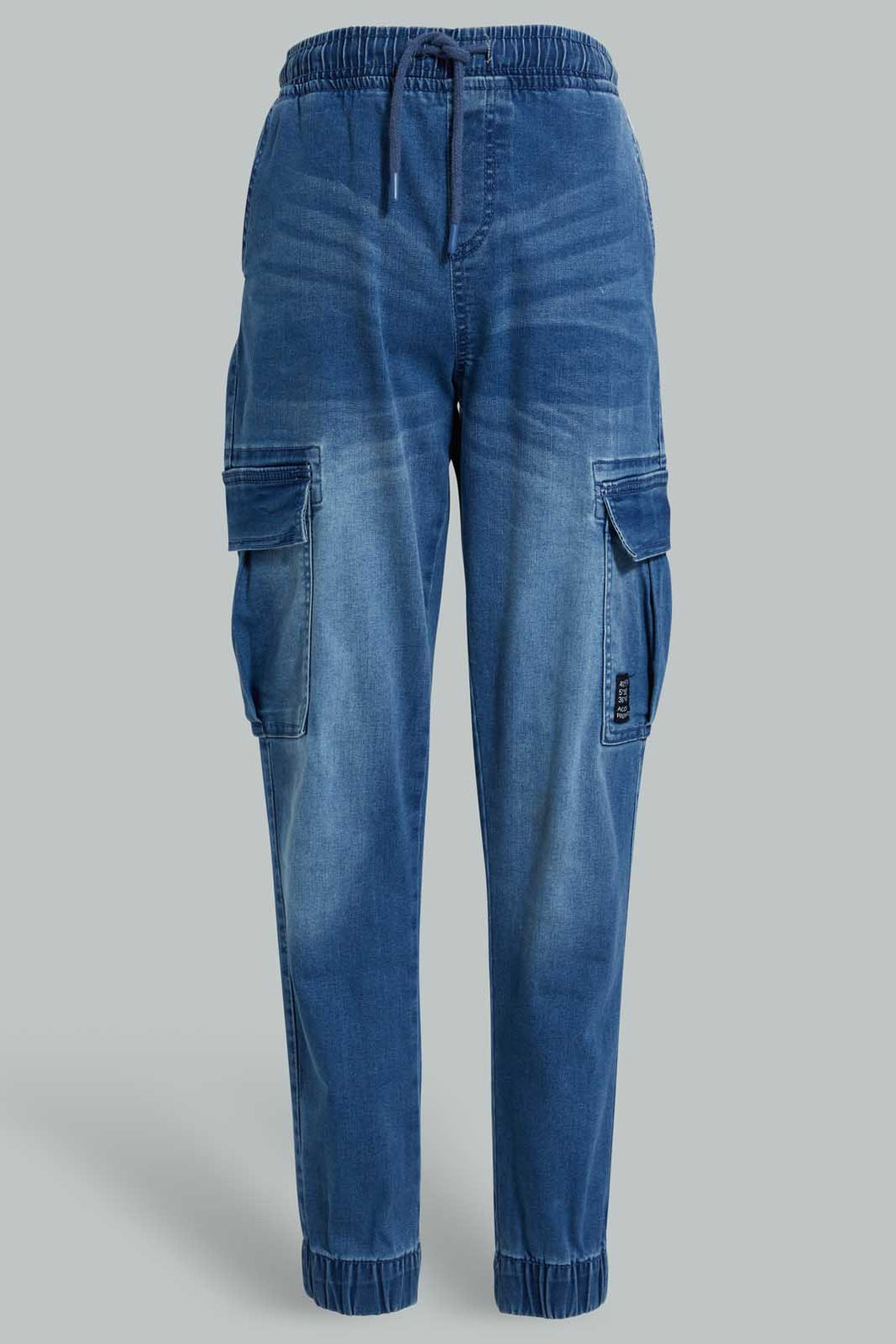 Redtag-Blue-Cargo-Jean-Jeans-Slim-Fit-Senior-Boys-9 to 14 Years