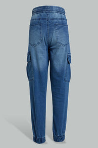 Redtag-Blue-Cargo-Jean-Jeans-Slim-Fit-Senior-Boys-9 to 14 Years