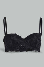 Load image into Gallery viewer, Redtag-Black/Beige-Plain-Lace-Padded-Push-Up-Bra-(2-Pack)-Plunge-Bras-Women&#39;s-
