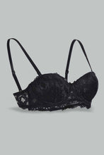 Load image into Gallery viewer, Redtag-Black/Beige-Plain-Lace-Padded-Push-Up-Bra-(2-Pack)-Plunge-Bras-Women&#39;s-
