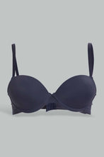 Load image into Gallery viewer, Redtag-Charcoal-Grey-Plain-Padded-Push-Up-Bra-Plunge-Bras-Women&#39;s-
