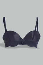 Load image into Gallery viewer, Redtag-Charcoal-Grey-Plain-Padded-Push-Up-Bra-Plunge-Bras-Women&#39;s-
