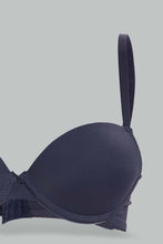 Load image into Gallery viewer, Redtag-Charcoal-Grey-Plain-Padded-Push-Up-Bra-Plunge-Bras-Women&#39;s-
