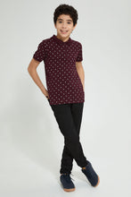 Load image into Gallery viewer, Redtag-Burgundy-Allover-Print-Polo-Polo-Shirts-Senior-Boys-9 to 14 Years
