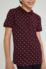 Redtag-Burgundy-Allover-Print-Polo-Polo-Shirts-Senior-Boys-9 to 14 Years