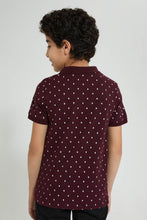 Load image into Gallery viewer, Redtag-Burgundy-Allover-Print-Polo-Polo-Shirts-Senior-Boys-9 to 14 Years
