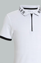 Load image into Gallery viewer, Redtag-White-Zip-Placket-Polo-Polo-Shirts-Senior-Boys-9 to 14 Years
