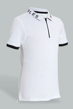 Load image into Gallery viewer, Redtag-White-Zip-Placket-Polo-Polo-Shirts-Senior-Boys-9 to 14 Years
