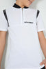 Redtag-White-Tape-On-Chest-Zip-Placket-Polo-Polo-Shirts-Senior-Boys-9 to 14 Years