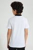 Redtag-White-Tape-On-Chest-Zip-Placket-Polo-Polo-Shirts-Senior-Boys-9 to 14 Years
