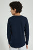 Redtag-Navy-Kangaroo-Pocket-T-Shirts-Plain-Senior-Boys-9 to 14 Years