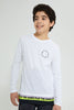 Redtag-White-Mesh-Hem-T-Shirts-Graphic-Prints-Senior-Boys-9 to 14 Years