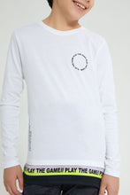 Load image into Gallery viewer, Redtag-White-Mesh-Hem-T-Shirts-Graphic-Prints-Senior-Boys-9 to 14 Years
