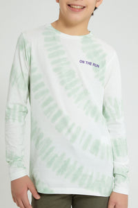 Redtag-Green-Tye-Dye-T-Shirts-Plain-Senior-Boys-9 to 14 Years