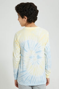 Redtag-Yellow-Tye-Dye-T-Shirts-Plain-Senior-Boys-9 to 14 Years