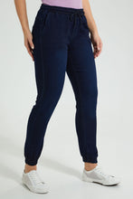 Load image into Gallery viewer, Redtag-Dark-Blue-Knit-Denim-Jogger-Colour:Darkwash,-Filter:Women&#39;s-Clothing,-New-In,-New-In-Women,-Non-Sale,-S22A,-Section:Women,-Women-Jeggings-Women&#39;s-
