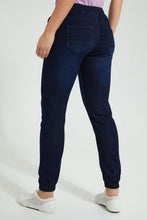 Load image into Gallery viewer, Redtag-Dark-Blue-Knit-Denim-Jogger-Colour:Darkwash,-Filter:Women&#39;s-Clothing,-New-In,-New-In-Women,-Non-Sale,-S22A,-Section:Women,-Women-Jeggings-Women&#39;s-
