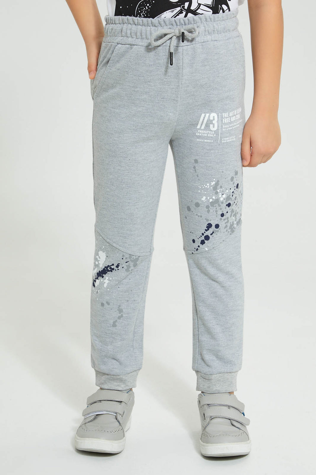 Redtag-Greymarl-Paintsplat-Jogpant-Boys-Joggers,-Colour:Grey,-Filter:Boys-(2-to-8-Yrs),-New-In,-New-In-BOY,-Non-Sale,-S22B,-Section:Kidswear-Boys-2 to 8 Years