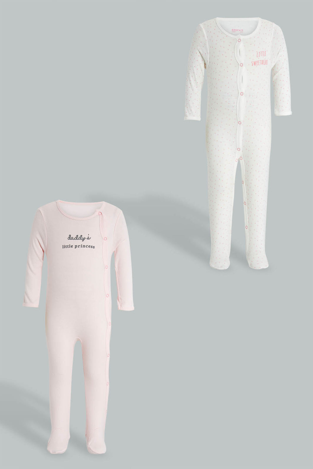 Redtag-Pink-And-White-Daddys-Little-Princess-Sleepsuit-Sleepsuits-Baby-0 to 12 Months