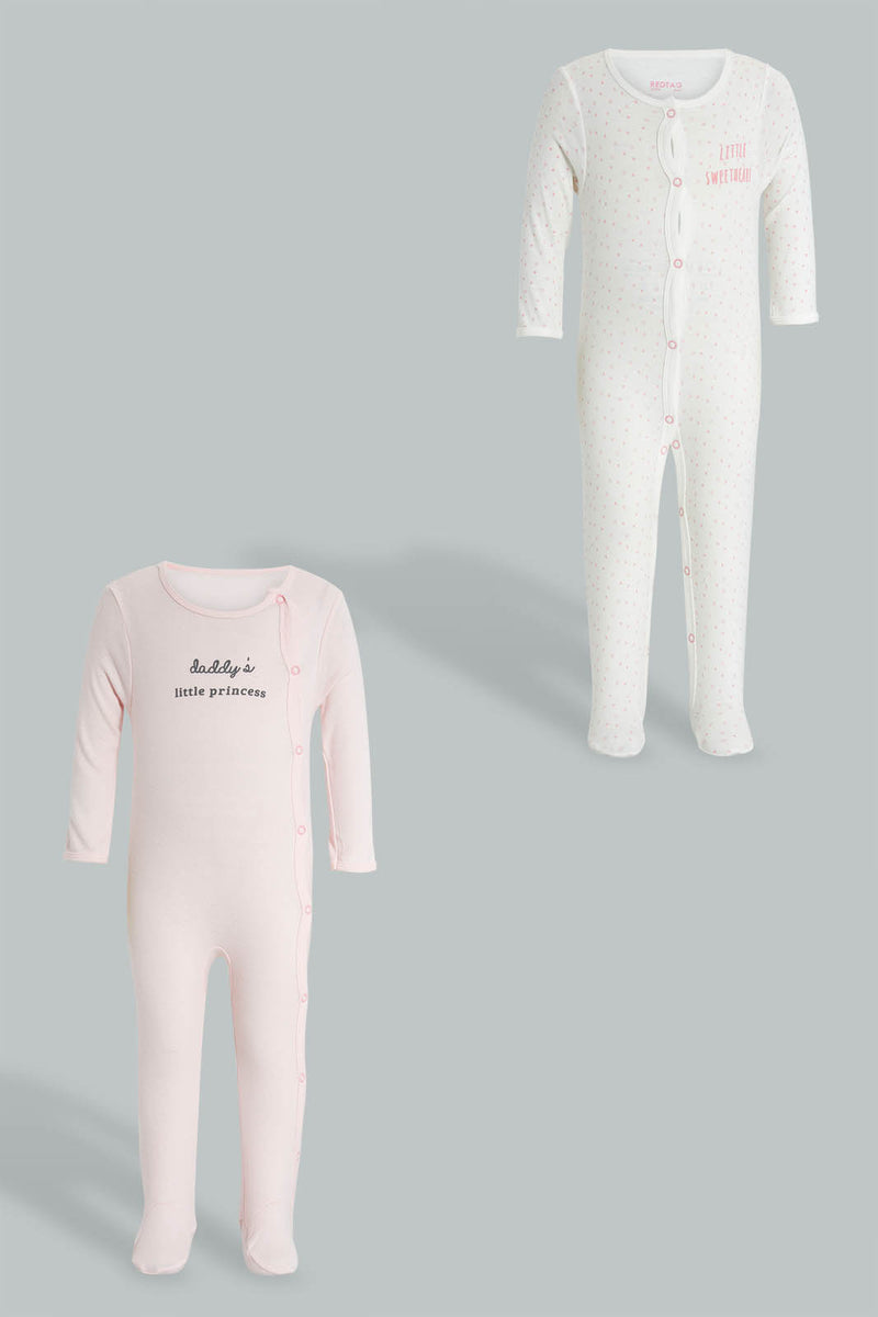 Redtag-Pink-And-White-Daddys-Little-Princess-Sleepsuit-Sleepsuits-Baby-0 to 12 Months