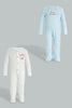 Redtag-Blue-And-White-Mummys-Little-Sunshine-Sleepsuit-Sleepsuits-Baby-0 to 12 Months