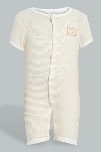 Redtag-Beige-Stripe-And-Animal-Print-Romper-Colour:Beige,-Filter:Baby-(0-to-12-Mths),-NBF-Rompers,-New-In,-New-In-NBF,-Non-Sale,-S22B,-Section:Kidswear-Baby-0 to 12 Months