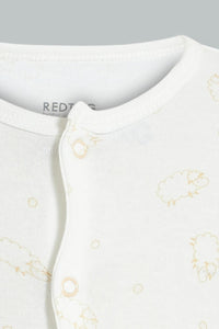Redtag-Beige-Stripe-And-Animal-Print-Romper-Colour:Beige,-Filter:Baby-(0-to-12-Mths),-NBF-Rompers,-New-In,-New-In-NBF,-Non-Sale,-S22B,-Section:Kidswear-Baby-0 to 12 Months