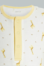 Load image into Gallery viewer, Redtag-Yellow-And-White-Giraffe-Romper-Rompers-Baby-0 to 12 Months
