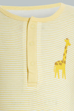 Load image into Gallery viewer, Redtag-Yellow-And-White-Giraffe-Romper-Rompers-Baby-0 to 12 Months
