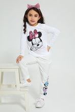 Load image into Gallery viewer, Redtag-Cream-Minnie-Print-Track-Joggers-Girls-2 to 8 Years
