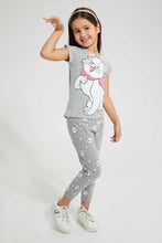 Load image into Gallery viewer, Redtag-Grey-Marie-Aop-Print-Track-Joggers-Girls-2 to 8 Years
