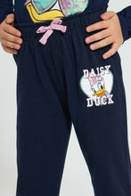 Load image into Gallery viewer, Redtag-Navy-Donal-Duck-Print-Track-Joggers-Girls-2 to 8 Years
