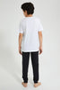 Redtag-White-Tiger-Night-Suit-Pyjama-Sets-Senior-Boys-9 to 14 Years