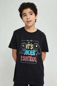 Redtag-Black-Under-Control-Night-Suit-Pyjama-Sets-Senior-Boys-9 to 14 Years