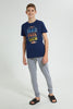 Redtag-Navy-Skate-Park-Show-3Pc-Night-Suit-Pyjama-Sets-Senior-Boys-9 to 14 Years