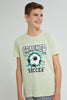 Redtag-Olive-Cracker-Football-3Pc-Night-Suit-Pyjama-Sets-Senior-Boys-9 to 14 Years