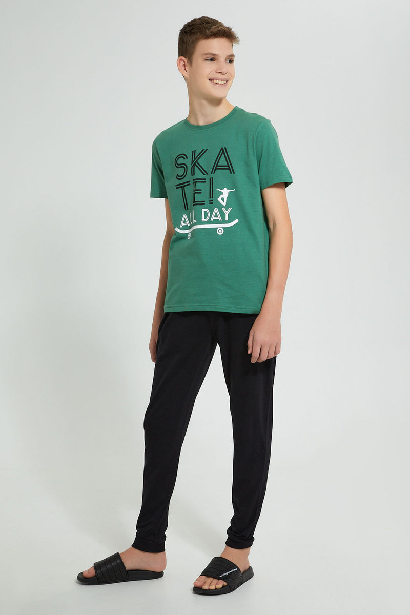 Redtag-Olive-Skate-All-Day-Night-Suit-Pyjama-Sets-Senior-Boys-9 to 14 Years