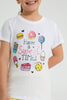 Redtag-White-Slogan-T-Shirt-Colour:White,-Filter:Girls-(2-to-8-Yrs),-Girls-T-Shirts,-New-In,-New-In-GIR,-Non-Sale,-S22B,-Section:Kidswear,-TBL-Girls-2 to 8 Years