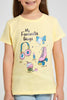 Redtag-Yellow-Slogan-Tee-Blouses-Girls-2 to 8 Years